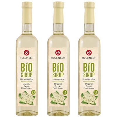 Höllinger Sciroppo di fiori di sambuco biologico Organic Elderflower Syrup, Vegan, 3x500ml Glass Bottle, Natural Elderflower Flavor Höllinger Sciroppo di fiori di sambuco biologico Organic Elderflower Syrup, Vegan, 3x500ml Glass Bottle, Natural Elderflower Flavor