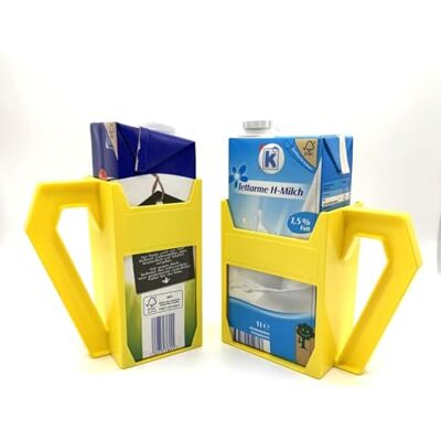 Kimmel Set di 2 supporti per scatola di bevande, porta tetrapak, latte H, succo, vino, supporto per trasporto e versamento, plastica, colore giallo Kimmel Set di 2 supporti per scatola di bevande, porta tetrapak, latte H, succo, vino, supporto per trasporto e versamento, plastica, colore giallo