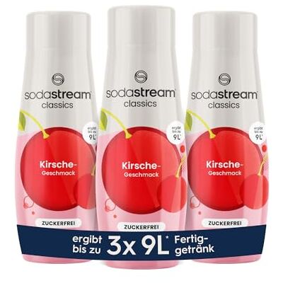 sodastream Sciroppo 3 x ciliegia senza zucchero, 1 x bottiglia produce 9 litri di bevanda pronta, preparato in pochi secondi e sempre fresco, 3 x 440 ml sodastream Sciroppo 3 x ciliegia senza zucchero, 1 x bottiglia produce 9 litri di bevanda pronta, preparato in pochi secondi e sempre fresco, 3 x 440 ml