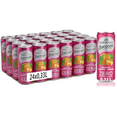 San Benedetto , Succoso Zero Arancia Carota Limone, 24x330 ml Bevanda Leggera e Dissetante in Acqua Minerale Naturale, Zero Zuccheri Aggiunti e pochissime calorie San Benedetto , Succoso Zero Arancia Carota Limone, 24x330 ml Bevanda Leggera e Dissetante in Acqua Minerale Naturale, Zero Zuccheri Aggiunti e pochissime calorie