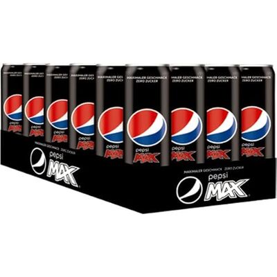 Pepsi Max Soda Senza Zucchero Senza Calorie, Cola con Caffeina, Lattina, 24 x 0,33 l Pepsi Max Soda Senza Zucchero Senza Calorie, Cola con Caffeina, Lattina, 24 x 0,33 l