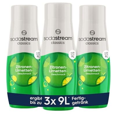 sodastream Sciroppo 3 lime al limone, 1 flacone da 9 litri di bevanda pronta, preparato in pochi secondi e sempre fresco, 3 x 440 ml sodastream Sciroppo 3 lime al limone, 1 flacone da 9 litri di bevanda pronta, preparato in pochi secondi e sempre fresco, 3 x 440 ml