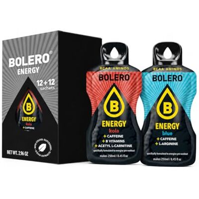 BOLERO & Co. LTD Bolero Energy 12 Cola + 12 Blue, Bustine Monodose da 7 gr Bevanda Energetica Istantanea Pre Workout Gusto Kola e Blu (24 totali) BOLERO & Co. LTD Bolero Energy 12 Cola + 12 Blue, Bustine Monodose da 7 gr Bevanda Energetica Istantanea Pre Workout Gusto Kola e Blu (24 totali)
