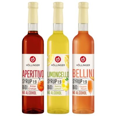 HÖLLINGER - JUST LOVING NATURE Höllinger Sciroppo Biologico Concentrato 1:9, Viva Italia Limoncello, Aperitivo, Bellini, Senza Alcol, 3x500ml HÖLLINGER - JUST LOVING NATURE Höllinger Sciroppo Biologico Concentrato 1:9, Viva Italia Limoncello, Aperitivo, Bellini, Senza Alcol, 3x500ml