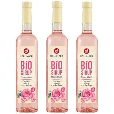 Höllinger Sciroppo di petali di rosa bio Organic Rose Blossom Syrup, Vegan, 3x500ml Glass Bottle, Floral Flavor Höllinger Sciroppo di petali di rosa bio Organic Rose Blossom Syrup, Vegan, 3x500ml Glass Bottle, Floral Flavor