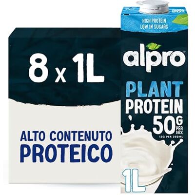 Alpro PROTEIN 50g, Bevanda alla SOIA, Naturalmente Senza Lattosio, con Vitamine B2, B12 e D 8 confezioni x 1 Litro Alpro PROTEIN 50g, Bevanda alla SOIA, Naturalmente Senza Lattosio, con Vitamine B2, B12 e D 8 confezioni x 1 Litro