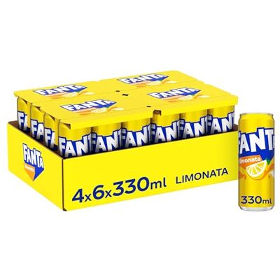 Fanta Limonata, con Succo di Limone di Siracusa, Senza Coloranti con Aromi Naturali, Lattina 100% riciclabile, Gusto Rinfrescante 24 lattine da 330 ml Fanta Limonata, con Succo di Limone di Siracusa, Senza Coloranti con Aromi Naturali, Lattina 100% riciclabile, Gusto Rinfrescante 24 lattine da 330 ml