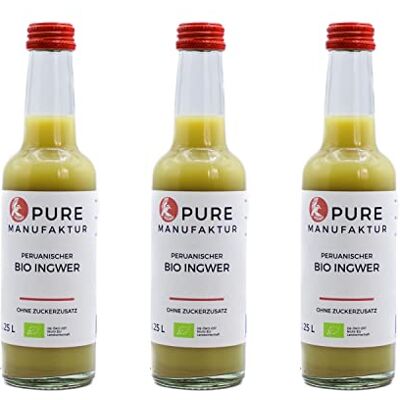 Pure Zenzero puro zenzero biologico peruviano di alta qualità senza zucchero e additivi artificiali 100% biologico (DE-ÖKO-005), 3x250ml Pure Zenzero puro zenzero biologico peruviano di alta qualità senza zucchero e additivi artificiali 100% biologico (DE-ÖKO-005), 3x250ml