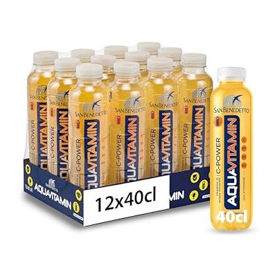 San Benedetto Aquavitamin C-POWER Gusto Arancia, Bevanda con alto contenuto di Vitamina C, Vitamine in Acqua Minerale, 12x400ml San Benedetto Aquavitamin C-POWER Gusto Arancia, Bevanda con alto contenuto di Vitamina C, Vitamine in Acqua Minerale, 12x400ml
