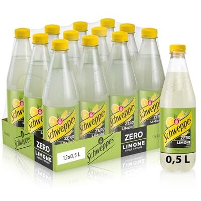 Schweppes , Bibita Gassata Limone Zero, Confezione da 12x0,5 L, Zero Zuccheri, Effervescenza Unica, Ideale per Cocktail e Aperitivi Schweppes , Bibita Gassata Limone Zero, Confezione da 12x0,5 L, Zero Zuccheri, Effervescenza Unica, Ideale per Cocktail e Aperitivi