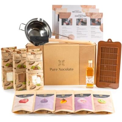 Pure Kit Cioccolato Fai Da Te-Crea Cioccolato Bianco, Fondente, Al Latte-Include Sciroppo d'Agave, Stampo Silicone, Termometro, Ciotola, Spatola Vegan, Poco Zucchero Pure Kit Cioccolato Fai Da Te-Crea Cioccolato Bianco, Fondente, Al Latte-Include Sciroppo d'Agave, Stampo Silicone, Termometro, Ciotola, Spatola Vegan, Poco Zucchero
