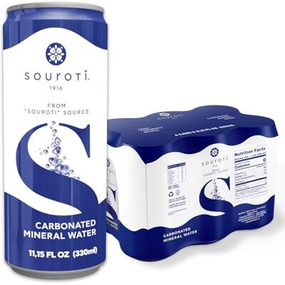 Souroti Acqua minerale gassata frizzante non aromatizzata Bevanda sana ricca di minerali e oligoelementi Confezione da 6 barattoli da 330 ml Importato dalla Grecia Souroti Acqua minerale gassata frizzante non aromatizzata Bevanda sana ricca di minerali e oligoelementi Confezione da 6 barattoli da 330 ml Importato dalla Grecia