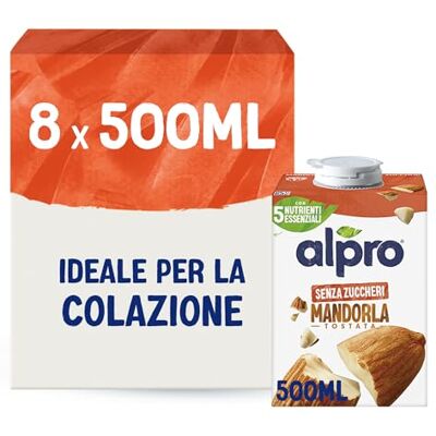 Alpro SENZA ZUCCHERI, Bevanda alla MANDORLA, Naturalmente Senza Lattosio, con Vitamine B2, B12, D2, E 8 confezioni x 500 ml Alpro SENZA ZUCCHERI, Bevanda alla MANDORLA, Naturalmente Senza Lattosio, con Vitamine B2, B12, D2, E 8 confezioni x 500 ml