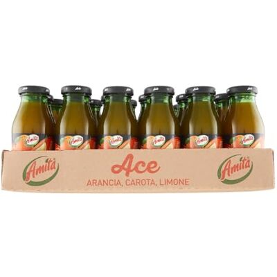 Amita ACE, Bevanda Rinfrescante e Ricca di Vitamine C, E e Provitamina A, a base di Succo di Arancia, Carota e Limone Confezione da 24 Bottiglie di Vetro Amita ACE, Bevanda Rinfrescante e Ricca di Vitamine C, E e Provitamina A, a base di Succo di Arancia, Carota e Limone Confezione da 24 Bottiglie di Vetro