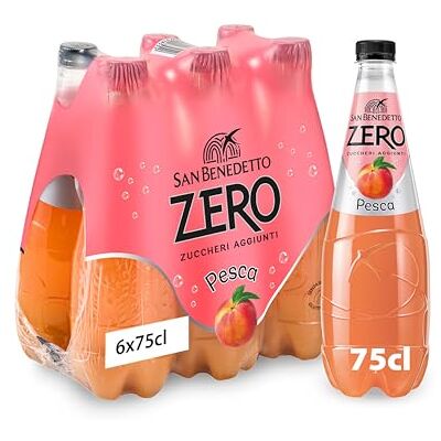San Benedetto Pesca Zero, Bibita Analcolica Gassata, 6 x 750 ml, Zero Zuccheri Aggiunti e Pochissime Calorie, Rinfrescante e Leggera San Benedetto Pesca Zero, Bibita Analcolica Gassata, 6 x 750 ml, Zero Zuccheri Aggiunti e Pochissime Calorie, Rinfrescante e Leggera