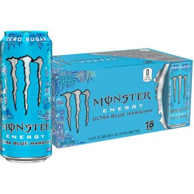 Monster Cable Energy Ultra Blue Hawaiian, bevanda energetica senza zucchero, 453,6 g (confezione da 15) Monster Cable Energy Ultra Blue Hawaiian, bevanda energetica senza zucchero, 453,6 g (confezione da 15)