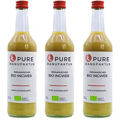 Pure Zenzero peruviano biologico di alta qualità, senza zuccheri e additivi artificiali, 100% biologico (DE-ÖKO-005), 3 x 500 ml Pure Zenzero peruviano biologico di alta qualità, senza zuccheri e additivi artificiali, 100% biologico (DE-ÖKO-005), 3 x 500 ml