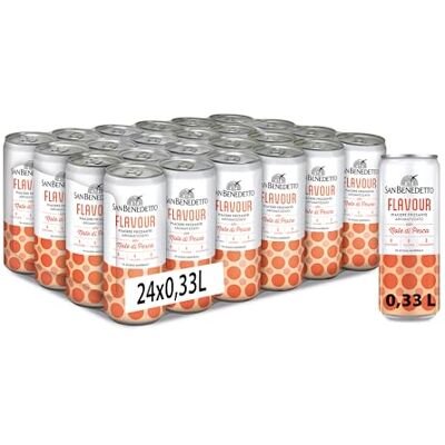 San Benedetto Flavour Note di Pesca, Confezione da 24 Lattine da 330 ml, Bevanda Analcolica Dissetante, Aroma Fruttato e Delicato, in Lattina, Zero zuccheri San Benedetto Flavour Note di Pesca, Confezione da 24 Lattine da 330 ml, Bevanda Analcolica Dissetante, Aroma Fruttato e Delicato, in Lattina, Zero zuccheri