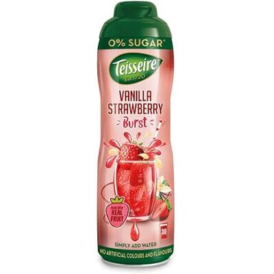 Teisseire Sciroppo per bevande alla fragola e alla vaniglia 0% – 600 ml – sciroppo che ha un sapore proprio come il frutto Teisseire Sciroppo per bevande alla fragola e alla vaniglia 0% – 600 ml – sciroppo che ha un sapore proprio come il frutto