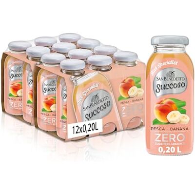 San Benedetto , Succoso Zero Bar Specialist Pesca Banana, 12x200 ml, Bevanda a base frutta Leggera e gustosa, Senza Zuccheri aggiunti San Benedetto , Succoso Zero Bar Specialist Pesca Banana, 12x200 ml, Bevanda a base frutta Leggera e gustosa, Senza Zuccheri aggiunti