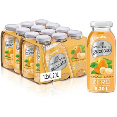San Benedetto , Succoso Zero Bar Specialist Albicocca Banana, 12x200 ml, Bevanda a base frutta Leggera e gustosa, Senza Zuccheri aggiunti San Benedetto , Succoso Zero Bar Specialist Albicocca Banana, 12x200 ml, Bevanda a base frutta Leggera e gustosa, Senza Zuccheri aggiunti