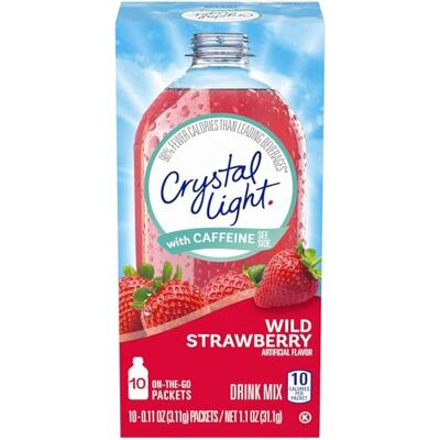Crystal Light Fragola Selvatica con Caffeina On The Go Drink Mix 10 Bustine 31.1g Crystal Light Fragola Selvatica con Caffeina On The Go Drink Mix 10 Bustine 31.1g