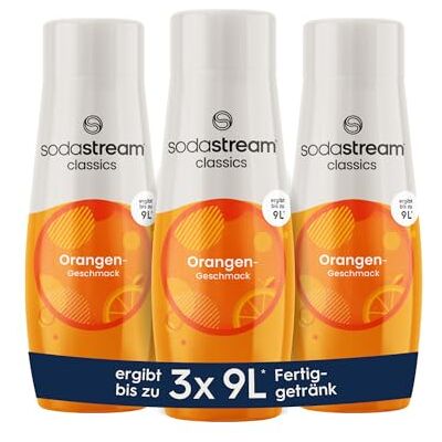 sodastream Sciroppo 3 x arancione, 1 x bottiglia produce 9 litri di bevanda pronta, preparato in pochi secondi e sempre fresco, 3 x 440 ml sodastream Sciroppo 3 x arancione, 1 x bottiglia produce 9 litri di bevanda pronta, preparato in pochi secondi e sempre fresco, 3 x 440 ml