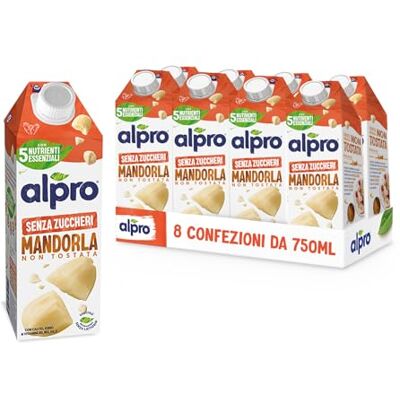 Alpro SENZA ZUCCHERI, Bevanda alla MANDORLA, Alternativa Vegetale al Latte, Naturalmente Senza Lattosio, con Vitamine B2, B12, D2, E 8 confezioni da 750 ml Alpro SENZA ZUCCHERI, Bevanda alla MANDORLA, Alternativa Vegetale al Latte, Naturalmente Senza Lattosio, con Vitamine B2, B12, D2, E 8 confezioni da 750 ml