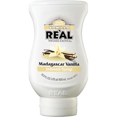 Reàl Infused Exotics , Vanilla, 500 ml, Sciroppo con Vaniglia del Madagascar, Vegano, Squeeze Bottle, Ideale per Cocktail, Frullati, Topping e Smoothie Reàl Infused Exotics , Vanilla, 500 ml, Sciroppo con Vaniglia del Madagascar, Vegano, Squeeze Bottle, Ideale per Cocktail, Frullati, Topping e Smoothie