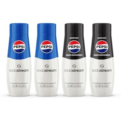 sodastream Pepsi – 4x Concentrati per bibita Pepsi zero e Pepsi, fino a 9L sodastream Pepsi – 4x Concentrati per bibita Pepsi zero e Pepsi, fino a 9L