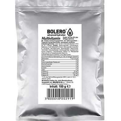 Bolero Drink 100 g di borsa sufficiente per 20-25 litri di bevanda senza zucchero ideale per palestre, case di riposo e scuole diversi sapori (Multivitaminico) Bolero Drink 100 g di borsa sufficiente per 20-25 litri di bevanda senza zucchero ideale per palestre, case di riposo e scuole diversi sapori (Multivitaminico)