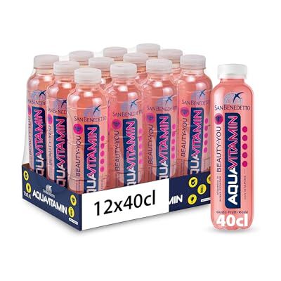 San Benedetto Aquavitamin BEAUTY-YOU Gusto Frutti Rossi, Bevanda con alto contenuto di Vitamina C, Vitamine in Acqua Minerale, 12x400 ml San Benedetto Aquavitamin BEAUTY-YOU Gusto Frutti Rossi, Bevanda con alto contenuto di Vitamina C, Vitamine in Acqua Minerale, 12x400 ml