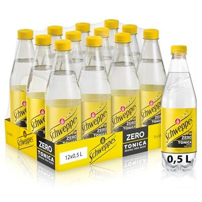 Schweppes , Bibita Gassata Tonica Zero, Confezione da 12x0,5 L, Gusto di Chinino, Zero Zuccheri, Effervescenza Unica, Ideale per Cocktail e Aperitivi Schweppes , Bibita Gassata Tonica Zero, Confezione da 12x0,5 L, Gusto di Chinino, Zero Zuccheri, Effervescenza Unica, Ideale per Cocktail e Aperitivi