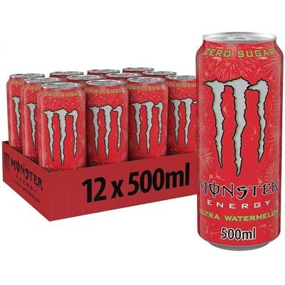 Monster Cable WATERMELON sapore di anguria confezione 12 unità 500ml Totale 6 litri Monster Cable WATERMELON sapore di anguria confezione 12 unità 500ml Totale 6 litri