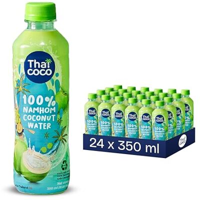 Thai Coco 100% acqua di cocco Nam Hom, naturalmente idratante con elettroliti, senza zuccheri aggiunti, senza conservanti, 24 x bottiglie PET da 350 ml – Gusto fresco da noci di cocco Nam Hom Thai Coco 100% acqua di cocco Nam Hom, naturalmente idratante con elettroliti, senza zuccheri aggiunti, senza conservanti, 24 x bottiglie PET da 350 ml – Gusto fresco da noci di cocco Nam Hom
