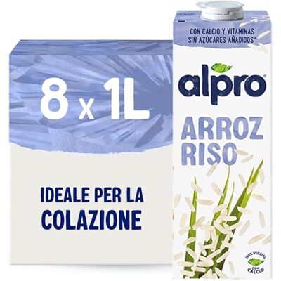 Alpro CLASSICO, Bevanda al RISO, Naturalmente Senza Lattosio, Senza Glutine, Fonte di Calcio e Vitamine B12 e D2 8 Confezioni da 1 Litro Alpro CLASSICO, Bevanda al RISO, Naturalmente Senza Lattosio, Senza Glutine, Fonte di Calcio e Vitamine B12 e D2 8 Confezioni da 1 Litro