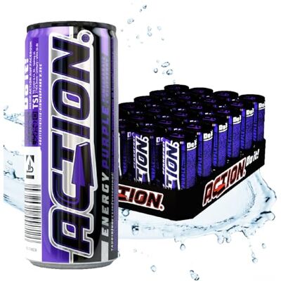 ACT!ON Action Energy Drink Purple (48 x 250 ml) con pegno – Bevanda analcolica con melograno e mirtillo – Picco energetico con aumento del contenuto di caffeina 32 mg/100 ml ACT!ON Action Energy Drink Purple (48 x 250 ml) con pegno – Bevanda analcolica con melograno e mirtillo – Picco energetico con aumento del contenuto di caffeina 32 mg/100 ml