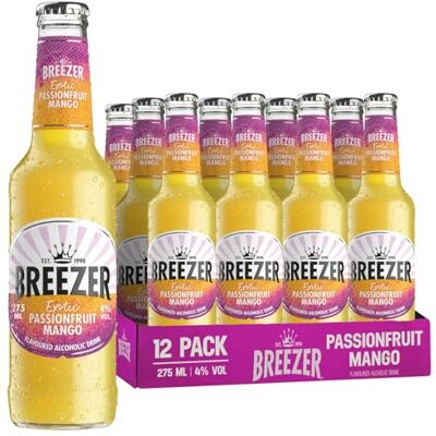 Breezer Exotic Passionfruit & Mango Drink Alcolico, Vol. 4%, 27,5 cl / 275 ml (Confezione da 12) Premiscelato e Pronto da Bere in Bottiglia al Gusto Mango e Frutto della Passione Breezer Exotic Passionfruit & Mango Drink Alcolico, Vol. 4%, 27,5 cl / 275 ml (Confezione da 12) Premiscelato e Pronto da Bere in Bottiglia al Gusto Mango e Frutto della Passione