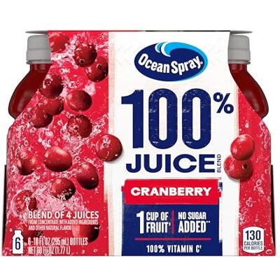 Ocean Spray ® 100% Juice, Cranberry, 10 oz. Bottle, 6 per Pack, Sold as 1 Package Ocean Spray ® 100% Juice, Cranberry, 10 oz. Bottle, 6 per Pack, Sold as 1 Package