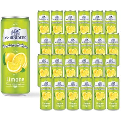 San Benedetto Limone Passione Italiana, Formato da 330 mL, Bevanda Frizzante in Lattina Sleek, Gusto Fresco e Frizzante, Succo 100% Italiano San Benedetto Limone Passione Italiana, Formato da 330 mL, Bevanda Frizzante in Lattina Sleek, Gusto Fresco e Frizzante, Succo 100% Italiano