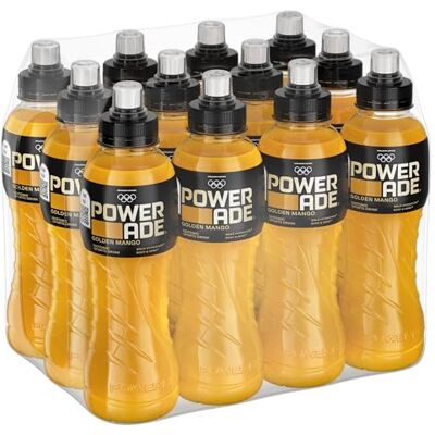Powerade Golden Mango, Bevanda Isotonica per Sportivi non Gassata con Zuccheri ed Edulcoranti e Vitamina B6, Idratata e Reintegra, Gusto Mango, 12 Bottliglie da 500ml Powerade Golden Mango, Bevanda Isotonica per Sportivi non Gassata con Zuccheri ed Edulcoranti e Vitamina B6, Idratata e Reintegra, Gusto Mango, 12 Bottliglie da 500ml