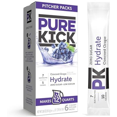 Pure Concord Grape, confezione di brocca per idratazione, include 6 pacchetti, 1 scatola, per un totale di 12 litri Pure Concord Grape, confezione di brocca per idratazione, include 6 pacchetti, 1 scatola, per un totale di 12 litri