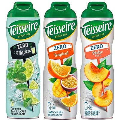 Teisseire Sciroppo Zero Mojito, Tropical, Pesca 600 ml cocktail, frappè Teisseire Sciroppo Zero Mojito, Tropical, Pesca 600 ml cocktail, frappè