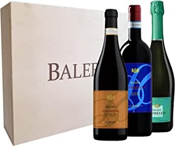 BALERIN Cassa mista in legno Amarone DOCG Biologico, Prosecco DOC Extra Dry, Valpolicella DOC Biologico 3 Bottiglie 0,75L