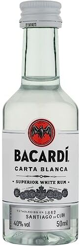 Bacardi BACARDÍ Carta Blanca White Rum, Iconico Rum Bianco dei Caraibi, Ottimo per i Cocktail, Vol. 40%, Confezione da 10 Mignon x 5 cl / 50 ml