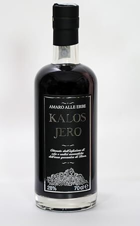 Kalos Jero Amaro Digestivo  70cl Infusione di Erbe e Radici Aromatiche, Liquore Grecanico Calabrese Speziato e Rinfrescante