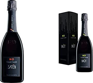 Contadi Castaldi Satén, DOCG Bottiglia da 750 ml. Vino con 100% Chardonnay, Ottimo per Aperitivo & Brut Astucciato Vino Con 80% Chardonnay, 10% Pinot Nero E 10% Pinot Bianco, Ottimo Per Aperitivo.