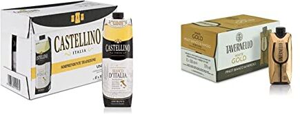 Castellino Vino Bianco d'Italia, Vino Italiano dal Profumo Delicato, 11% Vol, 10 Brik da 1 L & Tavernello White Gold Pinot Bianco Famoso Rubicone IGT, 12% Vol, 15 Brik da 500 ml