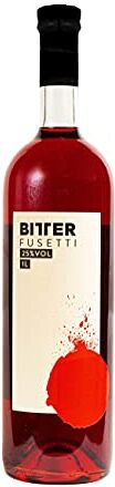 Dripstillery Bitter Fusetti, Aperitivo da Infuso a base di erbe, piante aromatiche, spezie e agrumi, 25% Vol, Bottiglia in Vetro da 1 L