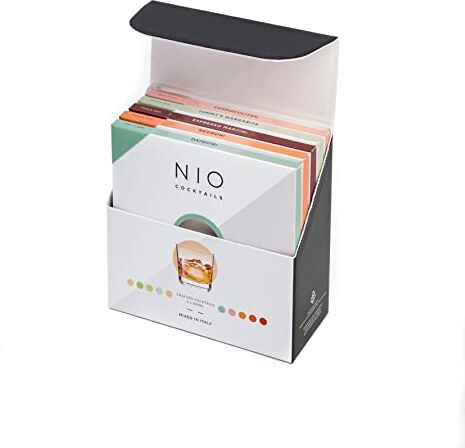 NIO Cocktails Box Aperitivo a Casa, 5 Drink da 100ml già Miscelati, Pronti da Bere (Negroni, Cosmopolitan, Daiquiri, Espresso Martini, Tommy's Margarita), Gift Pack, 500ml